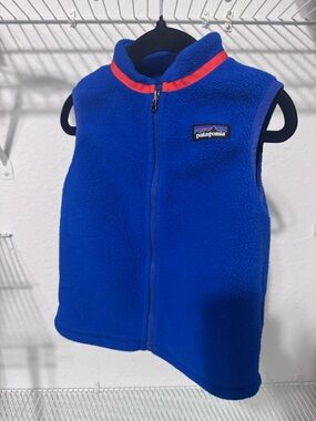 Patagonia Kids Blue Fleece Vest with Red Trim